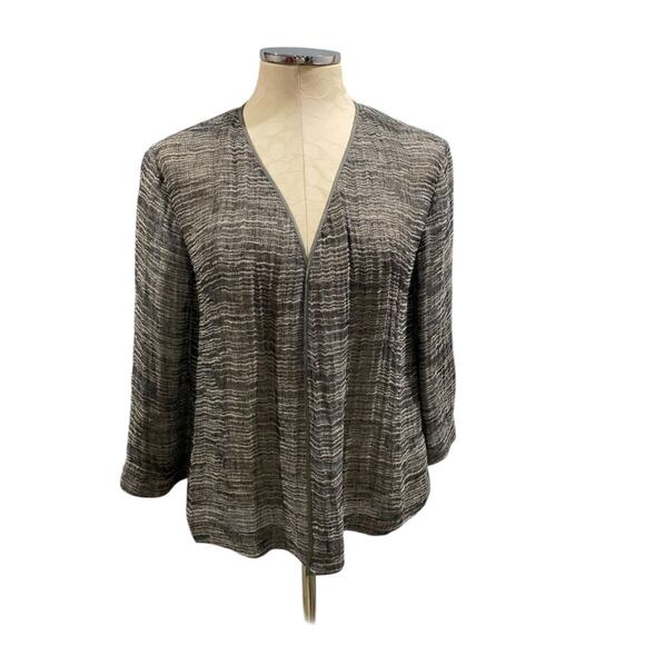 Size XS Eileen Fisher Womens Linen Blend Open Jacket Lightweight Gray - Picture 2 of 7